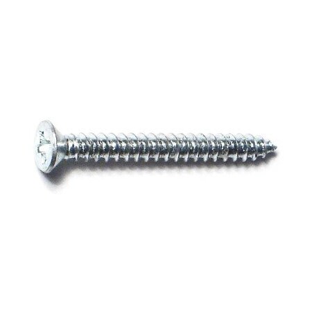 Midwest Fastener Sheet Metal Screw, #4 x 1 in, Zinc Plated Steel Flat Head Phillips Drive, 100 PK 50840